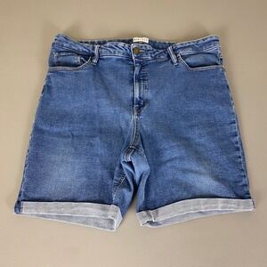 Ava & Viv Women's Denim Jean Shorts Plus Size 22W Blue Medium Wash Cuffed Hem‎